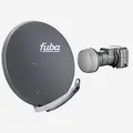 Fuba Sat Anlage 2 Teilnehmer | Satellitenschüssel Komplettset - DAA 850 A Sat-Schüssel 85cm Alu anthrazit + Fuba DEK 217 Twin LNB 2 Teilnehmer (DVB-S2, HDTV, UHD 4K/8K, 3D) mit LTE-Störfilter