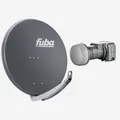 Fuba 85cm Satellitenschüssel anthrazit Set Twin LNB 2 Teilnehmer (HDTV,4K/8K)