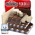 X-Protector Filzgleiter 133 Stück - Prämie Möbelgleiter Braun & Beige - Dicker Filz Selbstklebend - Bodenschoner für Stühle - Große Menge an Filzgleiter Selbstklebend - Schützen Sie Ihre Holzfußböden