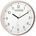 TFA Dostmann Analoge Funk-Wanduhr, 60.3550, höchste Genauigkeit, modern, analog, Glasabdeckung, für Büro, zu Hause, Geschenk, 245 x 245 x 42 mm (rosa mit Batterie)