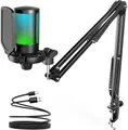FIFINE RGB Gaming Mikrofon PC Set USB Microphone mit Mikrofonarm für PS4 PS5