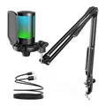 FIFINE USB Mikrofon Kit RGB Kondensator Gaming PC Mikrofone Set für MAC PS4 PS5