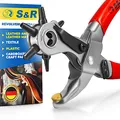 S&R Lochzange für Leder MADE IN GERMANY - Premium Gürtellochzange 6 Lochgrößen 2-5mm | Revolverlochzange Profi für Gürtel Lochstanzer | Stanzeisen Werkzeug Biothane Textilien Karton Gürtellocher