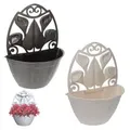 Blumentopf Wand Blumentopf Wandmontage Wandblumentopf Wandvasen für Pflanzen Wandhalterung Wandtopf Wandgefäß Rattan Optik weiß