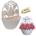GarPet Blumentopf Wand Wandblumentopf Wandvase Weiß Blumentopf Wandmontage Pflanzen Wandhalterung Wandtopf für Draußen Blumentöpfe zum Aufhängen Wandgefäß Rattan Optik