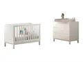 58 aufm Kessel Babyzimmer-Komplettset Babyzimmer Set Keely Kiefer & MDF weiß mit Babybett und Wickelkommode