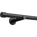 Deco-Raum Gardinenstange Kappe, Ø 25 mm, 1-läufig, Wunschmaßlänge, kürzbar, Bohren, verschraubt, Metall, Komplett-Set mit Befestigungsmaterial schwarz Ø 25 mm x 230 cm