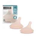 Suavinex, 2 Pack Babyflaschensauger für Zero Zero Anti-Colic Babyflasche, Ersatz Sauger Medium Flow Saugern (M), für Flüssigkeiten mittlerer Dichte, Milch, Saft oder Flüssignahrung, Babys +3M, Medium