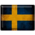 Femer GmbH Metallschild Flagge 40x30cm Schweden Fahne, (1 St), gewölbte Oberfläche, abgerundete Ecken, umgeschlagene Kanten