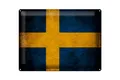 Blechschild Flagge 40x30 cm Schweden Fahne Metall Deko Schild