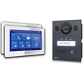 Goliath Basic Line 2-Draht Video Türsprechanlage 2x Monitore Weiß /Anthrazit Ausenstation Aufputz Dose