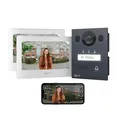 Goliath Basic Video Türsprechanlage, 2 Draht Bus, 2X 7 Monitor, Aufputz Türklingel mit Kamera, Gegensprechanlage mit Türöffner und Klingel, 1 Familienhaus, Plug & Play, Smartphone App, AV-BLS-09A