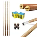 Store HD Billardqueue Set, 4 Stück – Pool Queue 2-teilig 147 cm mit 13 mm Lederspitze – Billard Queue/Poolqueue für Pooltisch, ideal für Anfänger & Profis