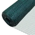 VOUNOT® Maschendrahtzaun Sechseckgeflecht, Drahtzaun Hasendraht Kaninchendraht Hühnerdraht, Maschenweite 25 mm, Höhe 100 cm, Länge 25 m, PVC-Beschichtet Grün