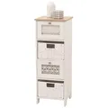 Mendler Kommode HWC-O75, Schubladenschrank, 4 Schubfächer Korbschubladen Holz Melamin 82x30x30cm - Natur-weiß