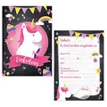 Oblique Unique® 6 x Einladungskarten zur Einhornparty Geburtstagseinladungen Jungen Mädchen Kinder Unicorn Einhörner Karten Set