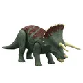 Jurassic World HDX34 - Dominion Brüllende Dinosaurier Triceratops Pflanzenfresser-Actionfigur mit Brüllgeräuschen, Kopfstoß-Attacke, beweglichen Gelenken, Dinosaurier Spielzeug ab 4 Jahren