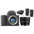 Sony Vlog-Kamera Alpha ZV-E10 II + SEL 10-20mm f/4.0 G PZ + Mikrofonsystem ECM-W3 Duo