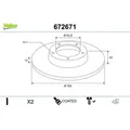 1x Bremsscheibe VALEO 672671 passend für VOLVO VOLVO ASIA