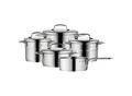 WMF Kochtopfset Mini, Edelstahl, Metall, 12 cm,14 cm,14 cm, backofengeeignet, kratzfest, breiter Schüttrand, Abgießfunktion, Griffe werden nicht heiß, hitzebeständig, geschmacksneutral, TransTherm®-Allherdboden, optimale Wärmeverteilung, leichte Reinigung,backofengeeignet, Kochen, Töpfe, Topfsets