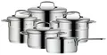WMF Mini Vorteils Topfset Induktion klein 5-teilig, Kochtopf Set mit Metalldeckel, Cromargan Edelstahl, Töpfe Set stapelbar ideal für kleine Portionen