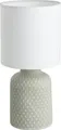 EGLO Tischlampe Bellariva, Tischleuchte, Nachttischlampe aus Keramik in Grau, Textil in Weiß, Wohnzimmerlampe, Lampe mit Schalter, E14 Fassung