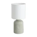 EGLO Tischlampe Bellariva, Tischleuchte, Nachttischlampe aus Keramik in Grau, Textil in Weiß, Wohnzimmerlampe, Lampe mit Schalter, E14 Fassung