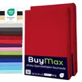 Buymax Spannbettlaken 120x200cm Doppelpack 100% Baumwolle Spannbetttuch Bettlaken Jersey, Matratzenhöhe bis 25 cm, Farbe Rot