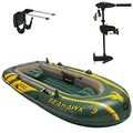 Intex Motorboot Schlauchboot mit Aussenbordmotor + Heckspiegel Set für 3 Personen Komplettset