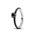 PANDORA ME Schwarzes Chakra Herz Ring aus Sterling-Silber mit künstlichen Kristallen, Größe: 58, 193088C01-58