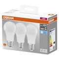 Osram LED Lamps Base Classic A, in Kolbenform mit E27-Sockel, Nicht Dimmbar, Ersetzt 100 Watt, Matt, Kaltweiß - 4000 Kelvin, 3er-Pack
