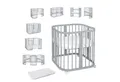 Waldin Babybett Mobiles Babybett aus Holz 7in1 mit Matratze, mitwachsend