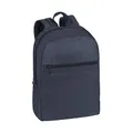 RIVACASE Rucksack für Notebooks bis 15.6” - Extrem flache und kompakte Tasche mit viel Platz und hohen Tragekomfort – Dunkelblau