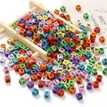 DAHI buchstabenperlen ca.1000 Stück acryl perlen bastelnperlen 6x6mm Buchstaben A-Z würfelperlen für Armband, Choker, Schmuck oder andere Handwerk (bunt buchstaben(type2)/6x6mm)