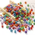 Bunte Buchstabenperlen Set - 1000 Stk. Acryl Perlen 6x6mm A-Z für Schmuckbasteln