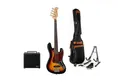 J & D E-Bass, JB Mini Sunburst E-Bass Set Shortscale Erle Korpus Ahorn Hals Single Coil Tonabnehmer Vintage-Style Mechaniken Ideal für Einsteiger, E-Bässe, Bass-Sets, JB Mini Sunburst E-Bass, Shortscale, Single Coil Tonabnehmer