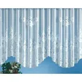 heimtexland Gardine Gardinen Store Vorhang Blumen weiß halbtransparent (1 St), Kräuselband, halbtransparent, Jacquard, Jacquard I Bogenstore I Bordüre gebogt I Kräuselband weiß 600 cm x 160 cm