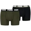 PUMA Boxershorts PUMA MEN EVERYDAY BASIC BOXERS 2P (2er Pack) mit Logobund grün L