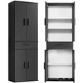 Mokebo Mehrzweckschrank, Schwarz, Holzwerkstoff, 3 Fächer, 60x180x34 cm, Waschküche, Mehrzweckschränke