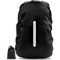 AVANA Regenschutz für Rucksäcke (26-40L) Wasserdichte Regenhülle Schulranzen Rucksack Cover reflektierender Rucksacküberzug Schwarz - Größe M - Schwarz