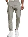 Indicode Herren Booth Cargohose aus Leinen & Baumwolle mit 6 Taschen | Stoffhose für Männer Dark Olive, S