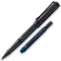 LAMY Tintenroller safari steel black - mit blauer Tintenpatrone Lamy T10 - Schwarz