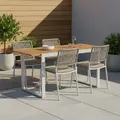 Gardenson Gartentisch, Silber, Akazie, Holz, Metall, Akazie, Hartholz, rechteckig, U-Form, 74x70x80-120 cm, Fsc, ausziehbar, Gartenmöbel, Gartentische, Gartentische ausziehbar