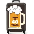 NoBoringSuitcases.com® Koffer Handgepäck Trolley Rollkoffer Kleine Reisekoffer mit 4 Rollen - Bier - 40 Jahre - Geburtstag - Vintage - Cabin Size... - Bunt
