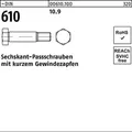 Din 610 Sechskant-passschraube M8x45 Stahl 10.9 Blank M. Gewindezapfen 25 Stk