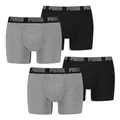 PUMA Herren Boxer Boxershorts Shorts Unterhosen Comfort Stretch 4er Pack, Wäschegröße:L, Artikel:-003 Grey Melange/Black
