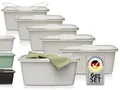 Hausfelder Wäschekorb XXL Weiß Kunststoff 35L - Wäschewanne Set 6 Stück 58x37x25cm, Wäschewanne mit Henkel und Griffen, stapelbar, robust 15kg belastbar