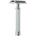 MÜHLE Rasierhobel geschlossener Kamm R89 Griff aus Metall mit verchromten Metallakzenten