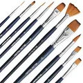 MozArt Supplies Aquarellpinsel & Acrylpinsel Set mit 10 verschiedenen Synthetik Pinseln – Künstlerbedarf Malpinsel Set für Acrylfarbe, Aquarellfarbe & Gouache Farbe in Premium Qualität