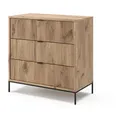 Vicco Kommode, Eiche, Holzwerkstoff, 3 Schubladen, Rechteckig, 80x81.2x42 cm, Wohnzimmer, Kommoden & Sideboards, Kommoden